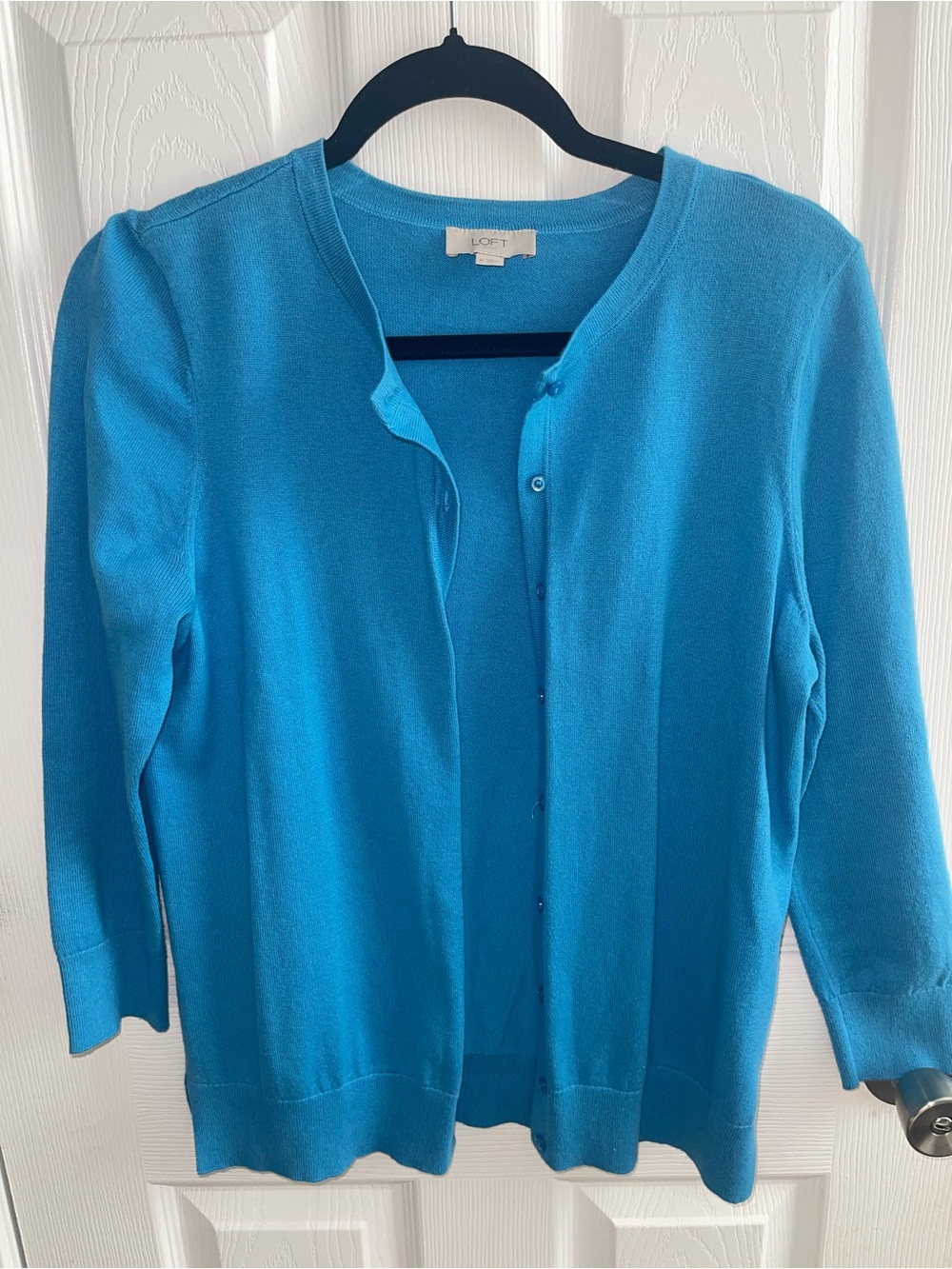 LOFT Women’s Bright Turquoise Button-Front Cardigan